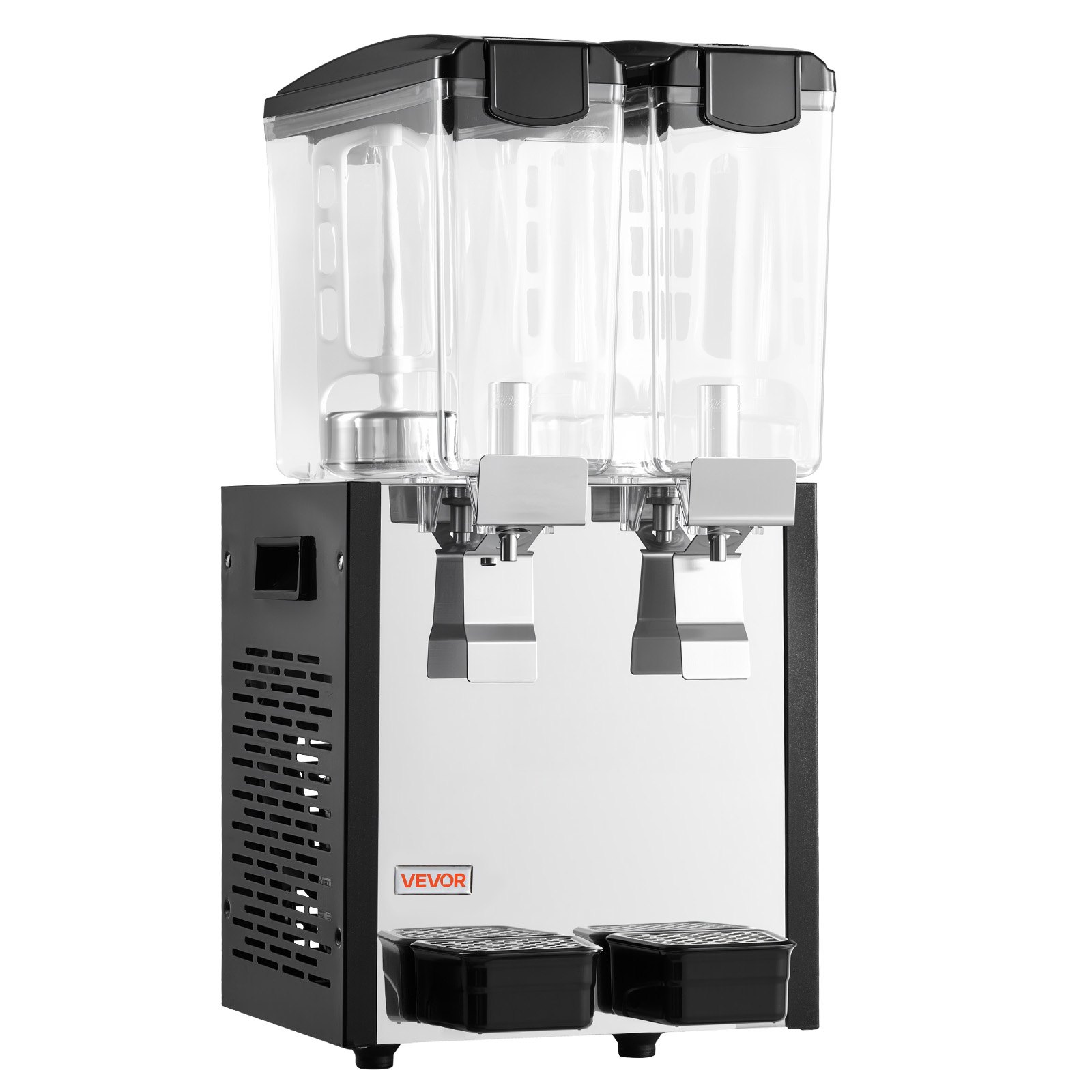 VEVOR Commercial Beverage Dispenser 2 Tanks 10 L / 10.6 QT Per Tank, Stainless Steel Juice Dispenser, Ice Tea Drink Machine with 45℉ to 54℉ Cooling Temperature, for Cold Drink Restaurant Bar Party