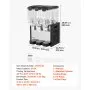 VEVOR Commercial Beverage Dispenser 3 Tanks 10 L / 10.6 QT Per Tank, Stainless Steel Juice Dispenser, Ice Tea Drink Machine with 45℉ to 54℉ Cooling Temperature, for Cold Drink Restaurant Bar Party