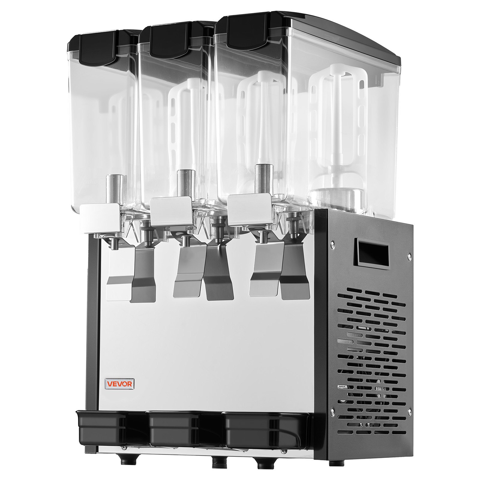 VEVOR Commercial Beverage Dispenser 3 Tanks 10 L / 10.6 QT Per Tank, Stainless Steel Juice Dispenser, Ice Tea Drink Machine with 45℉ to 54℉ Cooling Temperature, for Cold Drink Restaurant Bar Party