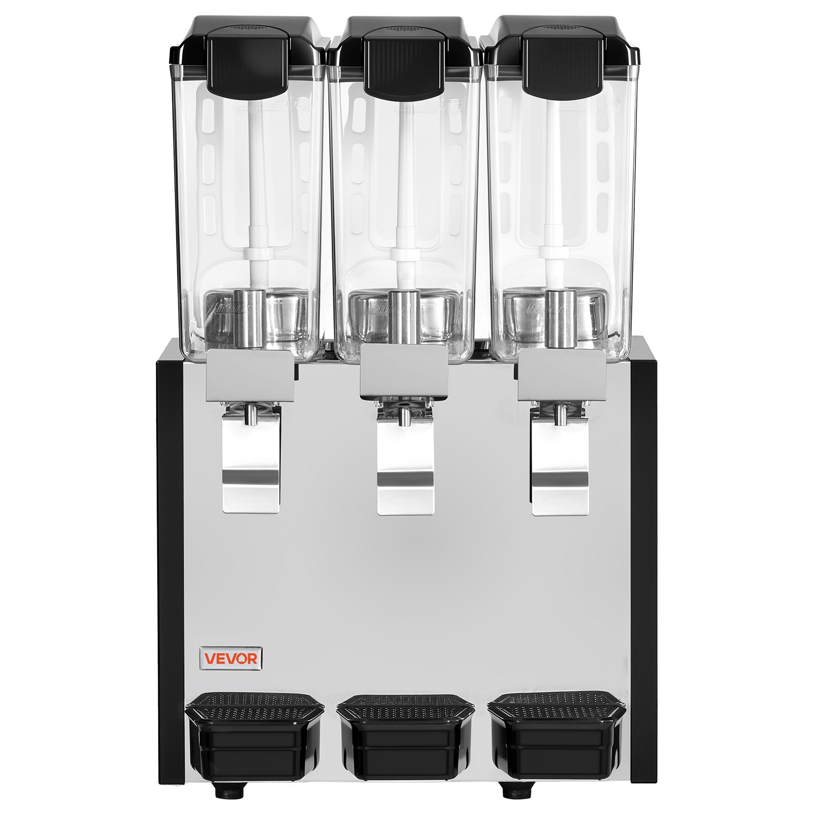VEVOR Commercial Beverage Dispenser 3 Tanks 10 L / 10.6 QT Per Tank, Stainless Steel Juice Dispenser, Ice Tea Drink Machine with 45℉ to 54℉ Cooling Temperature, for Cold Drink Restaurant Bar Party