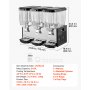 VEVOR Commercial Beverage Dispenser 3 Tanks 18 L / 19 QT Per Tank, Stainless Steel Juice Dispenser, Ice Tea Drink Machine with 45℉ to 54℉ Cooling Temperature, for Cold Drink Restaurant Bar Party