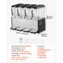 VEVOR Commercial Beverage Dispenser 4 Tanks 12 L / 12.7 QT Per Tank, Stainless Steel Juice Dispenser, Ice Tea Drink Machine with 45℉ to 54℉ Cooling Temperature, for Cold Drink Restaurant Bar Party