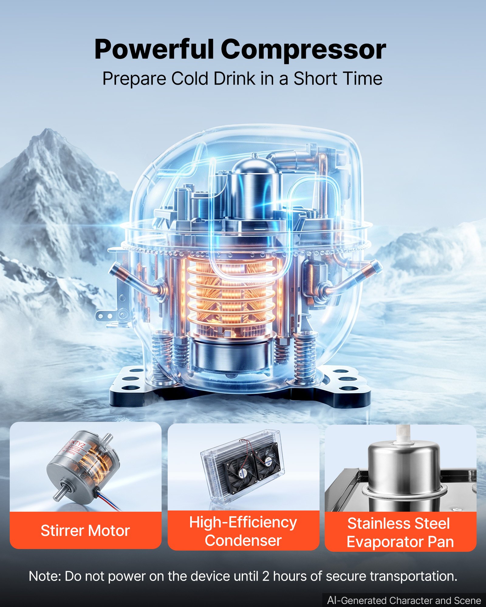 VEVOR Commercial Beverage Dispenser 4 Tanks 12 L / 12.7 QT Per Tank, Stainless Steel Juice Dispenser, Ice Tea Drink Machine with 45℉ to 54℉ Cooling Temperature, for Cold Drink Restaurant Bar Party