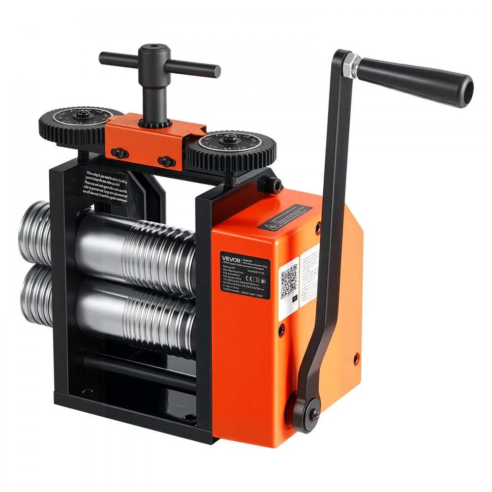VEVOR Rolling Mill 3-in-1 Round Flat Square Pressing Roller Mill Machine, Manual Jewelry DIY Tool, 0.03-7 mm Adjustable Thickness, Stable & Even Rolling, for Ductile Metals, Gold, Silver, Copper