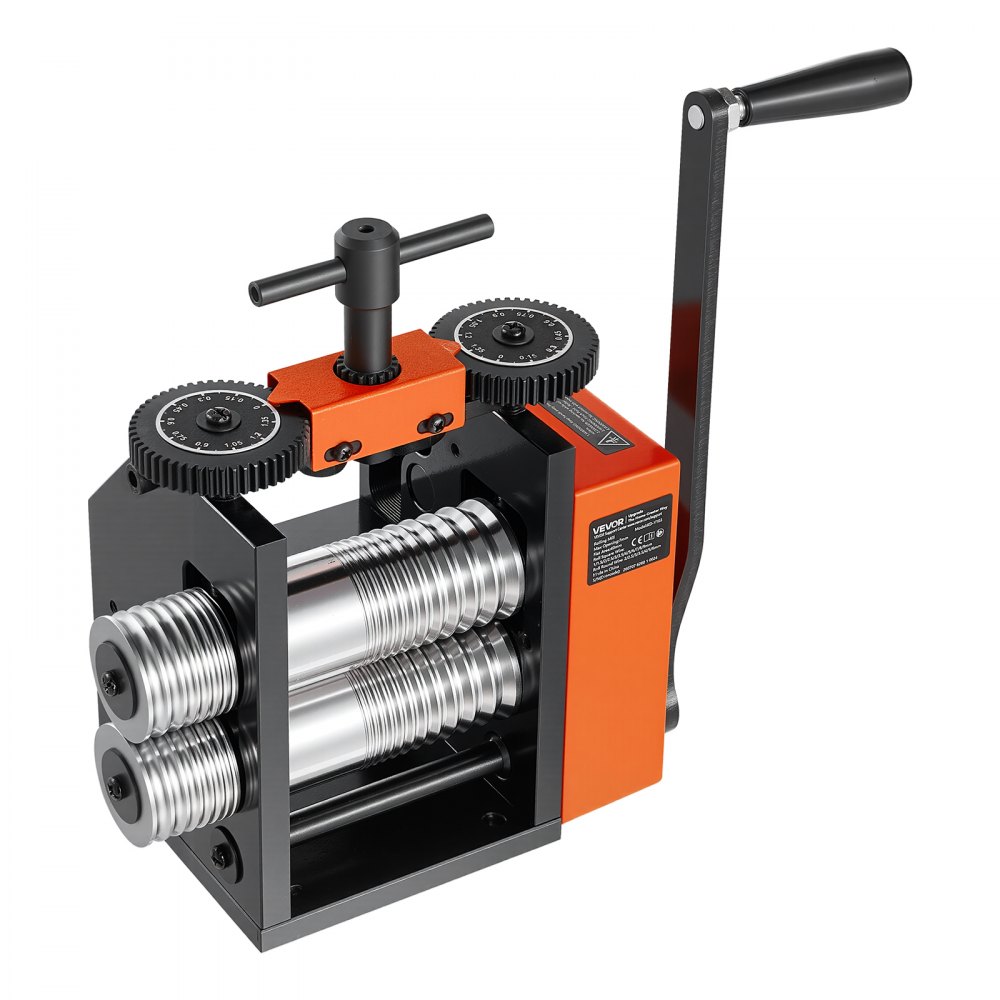 VEVOR Rolling Mill 3-in-1 Round Flat Square Pressing Roller Mill Machine, Manual Jewelry DIY Tool, 0.03-7 mm Adjustable Thickness, Stable & Even Rolling, for Ductile Metals, Gold, Silver, Copper