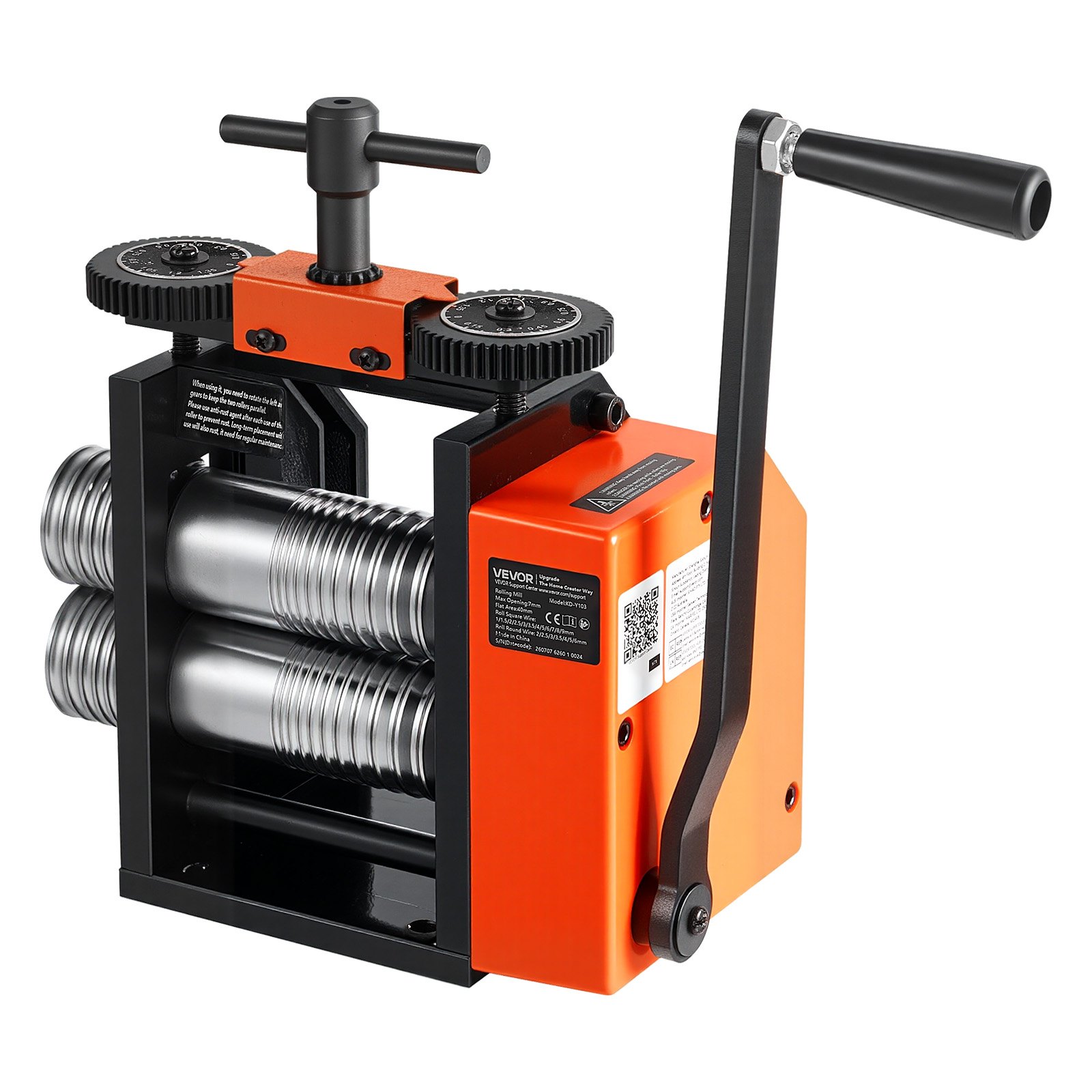 VEVOR Rolling Mill 3-in-1 Round Flat Square Pressing Roller Mill Machine, Manual Jewelry DIY Tool, 0.03-7 mm Adjustable Thickness, Stable & Even Rolling, for Ductile Metals, Gold, Silver, Copper