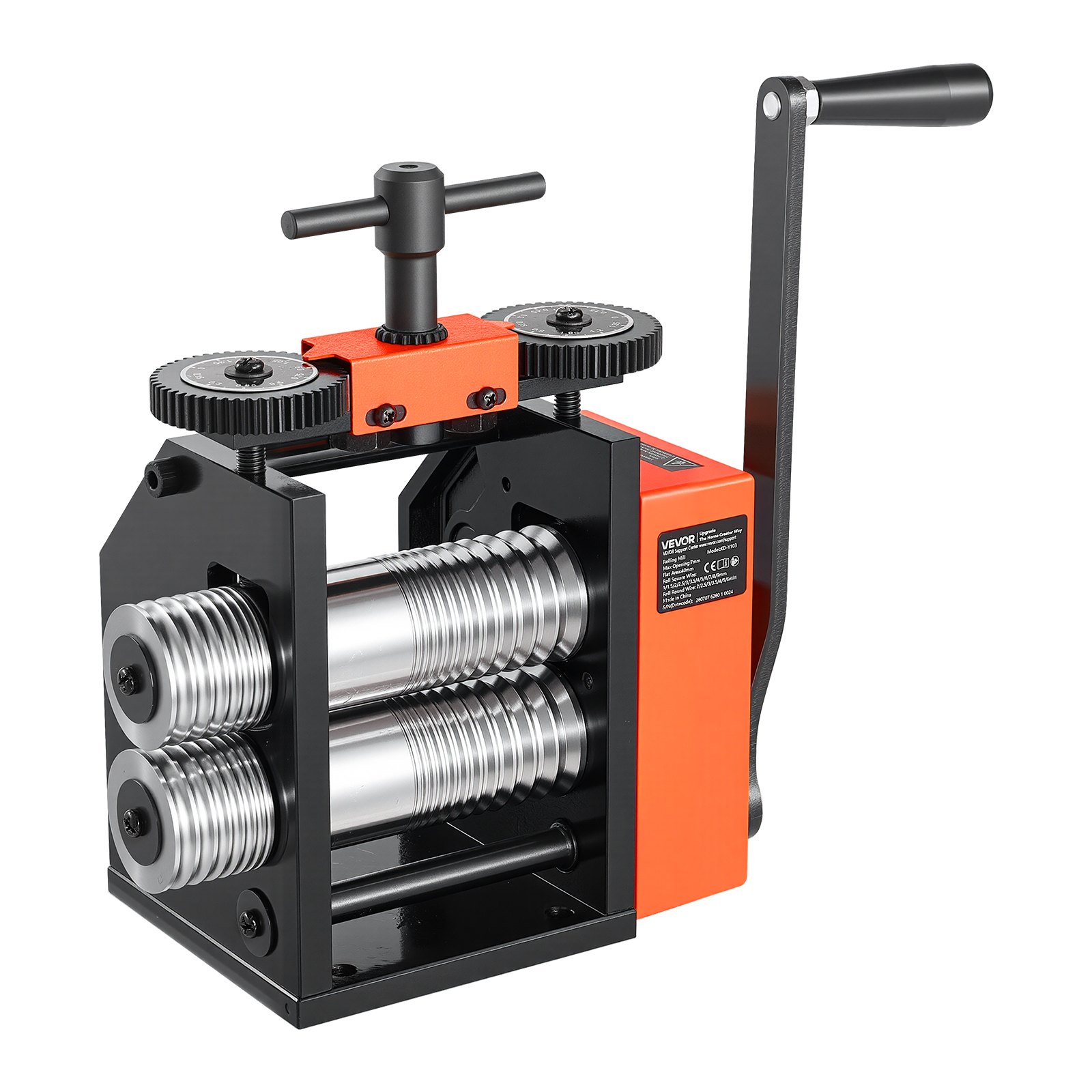 VEVOR Rolling Mill 3-in-1 Round Flat Square Pressing Roller Mill Machine, Manual Jewelry DIY Tool, 0.03-7 mm Adjustable Thickness, Stable & Even Rolling, for Ductile Metals, Gold, Silver, Copper
