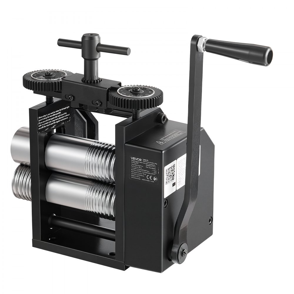 VEVOR Rolling Mill 4-in-1 Round Flat Square Half-Round Pressing Roller Mill, Manual Jewelry DIY Tool, 0.03-7 mm Adjustable Thickness, Stable & Even Rolling, for Ductile Metals, Gold, Silver, Copper