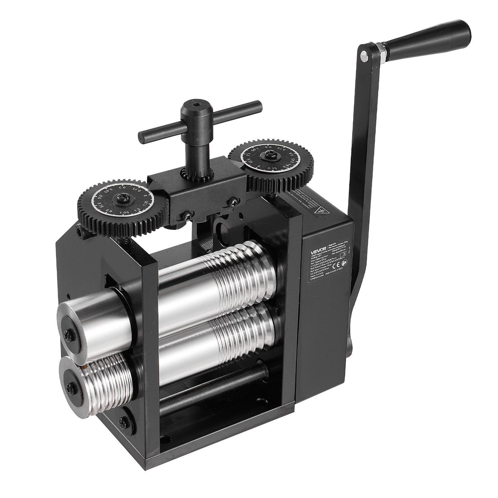 VEVOR Rolling Mill 4-in-1 Round Flat Square Half-Round Pressing Roller Mill, Manual Jewelry DIY Tool, 0.03-7 mm Adjustable Thickness, Stable & Even Rolling, for Ductile Metals, Gold, Silver, Copper