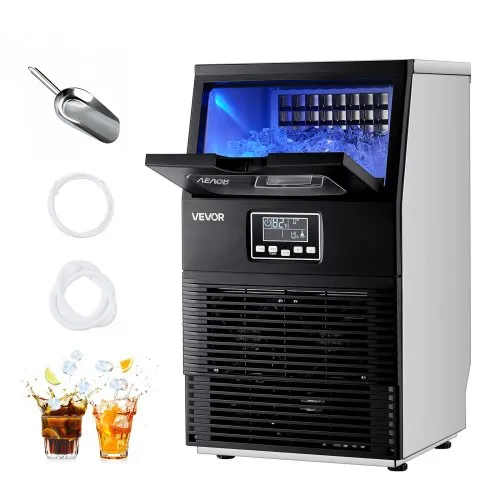 VEVOR Commercial Ice Maker Machine, 36.29 kg/24h with 5.44kg Storage, 32 Cubes per Cycle, Stainless Steel Freestanding & Countertop Ice Maker with LED Display & Self-Cleaning, for Home Bar Restaurant