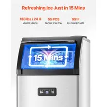 Commercial Ice Maker Freestanding Cabinet Machine 130lbs/24H 55 Ice Cubes