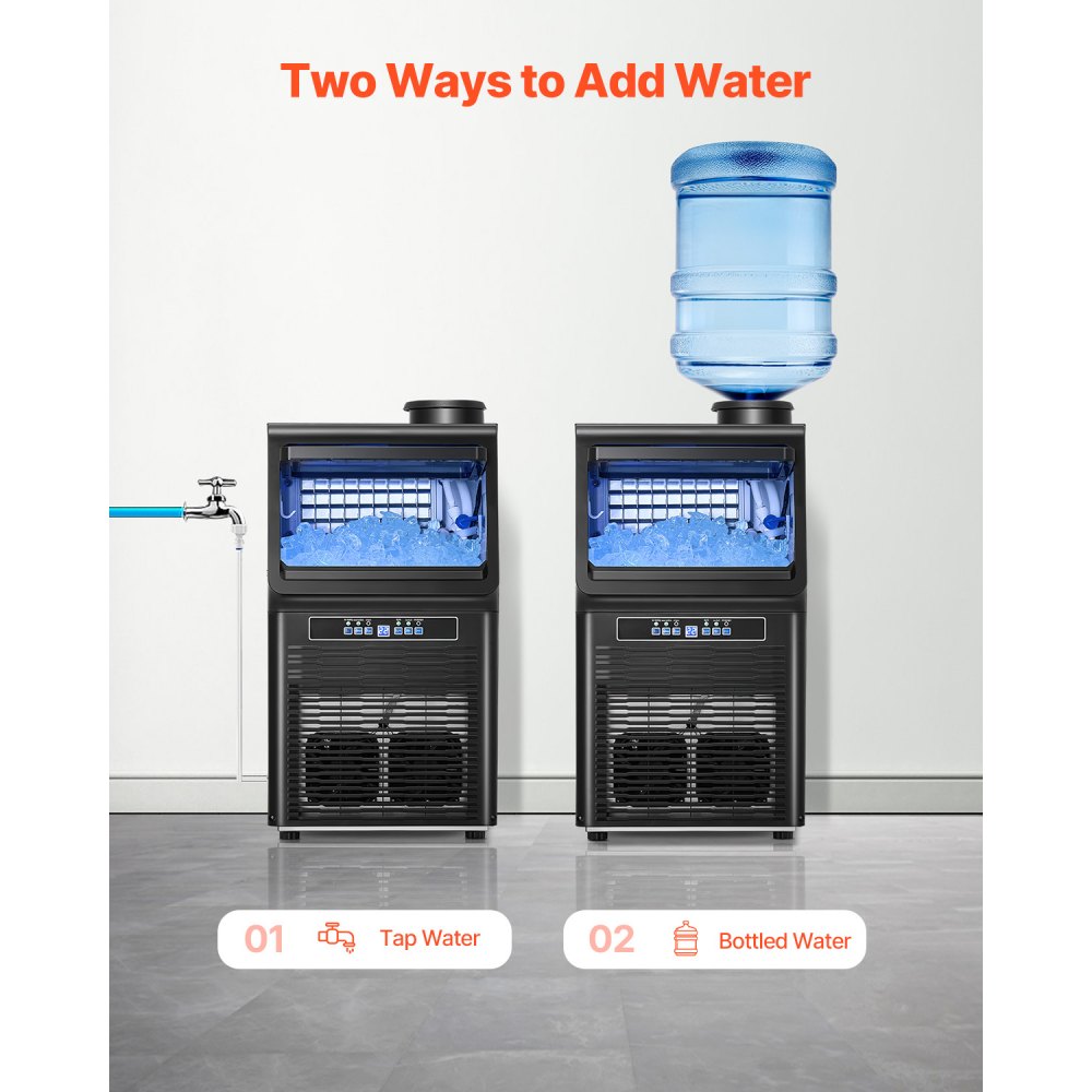 Máquina de hielo comercial VEVOR de 90 lb/24 h, 36 cubitos de hielo en 15 minutos, máquina de hielo independiente con gran capacidad de almacenamiento de 12 lb para bar, oficina, restaurante, con pantalla digital LED y autolimpieza.