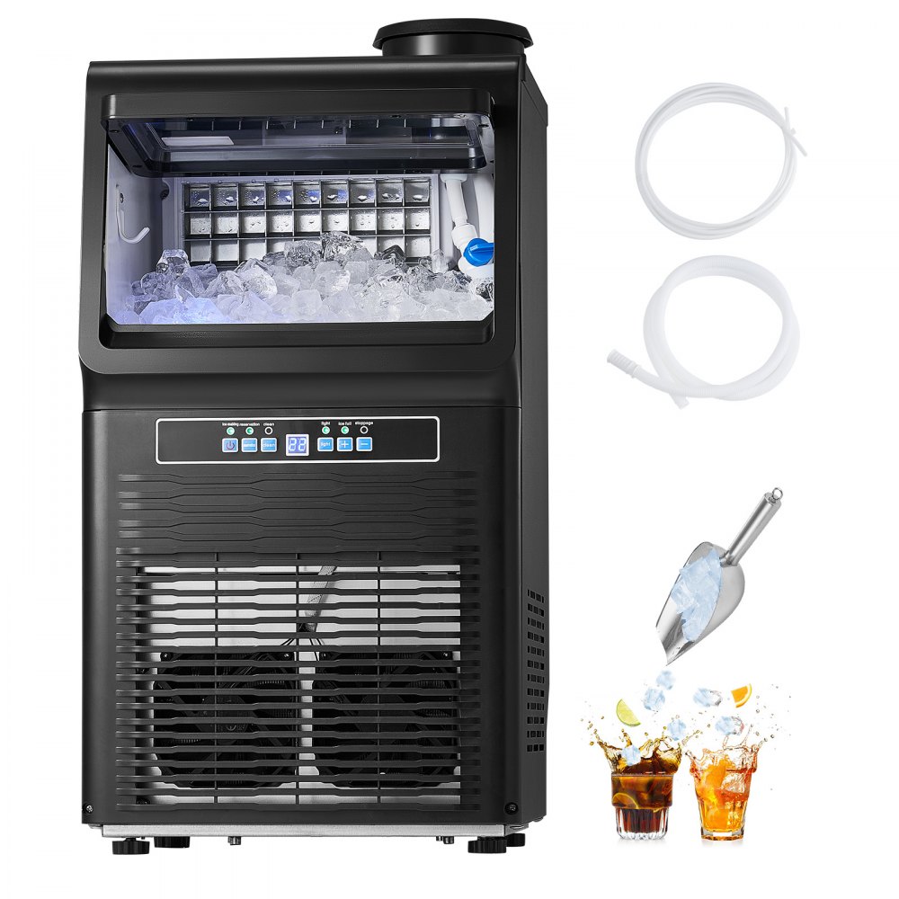 Máquina de hielo comercial VEVOR de 90 lb/24 h, 36 cubitos de hielo en 15 minutos, máquina de hielo independiente con gran capacidad de almacenamiento de 12 lb para bar, oficina, restaurante, con pantalla digital LED y autolimpieza.