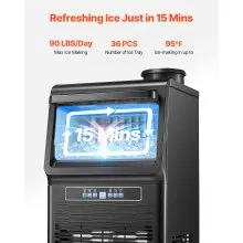 Commercial Ice Maker Freestanding Cabinet Machine 90lbs/24H 36 Ice Cubes