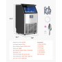 VEVOR Commercial Ice Maker Machine, 100lbs/24H Ice Maker Machine with 33lbs Storage Capacity, 45 Ice Cubes in 15 Minutes, LED Digital Display Freestanding Self-Cleaning for Bar Office Restaurant
