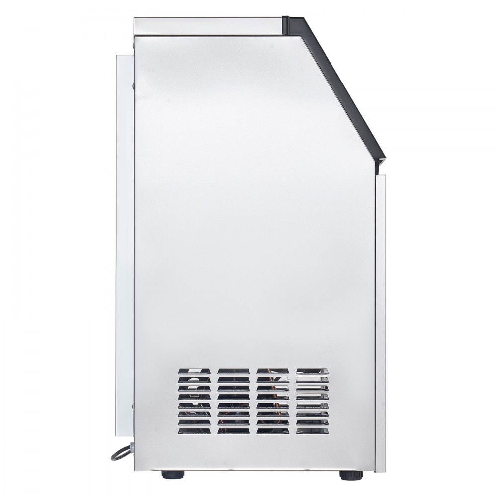 Máquina de hielo comercial VEVOR de 100 lb/24 h, 36 cubitos de hielo en 15 minutos, máquina de hielo independiente con gran capacidad de almacenamiento de 28 lb para bar, oficina, restaurante, con pantalla digital LED y autolimpieza.