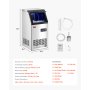 Máquina de hielo comercial VEVOR de 100 lb/24 h, 36 cubitos de hielo en 15 minutos, máquina de hielo independiente con gran capacidad de almacenamiento de 28 lb para bar, oficina, restaurante, con pantalla digital LED y autolimpieza.