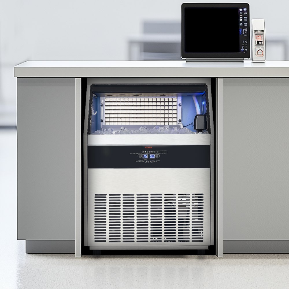 VEVOR Commercial Ice Maker Machine, 265lbs/24H Ice Maker Machine with 88lbs Storage Capacity, 126 Ice Cubes in 15 Minutes, LED Digital Display Freestanding Self-Cleaning for Bar Office Restaurant