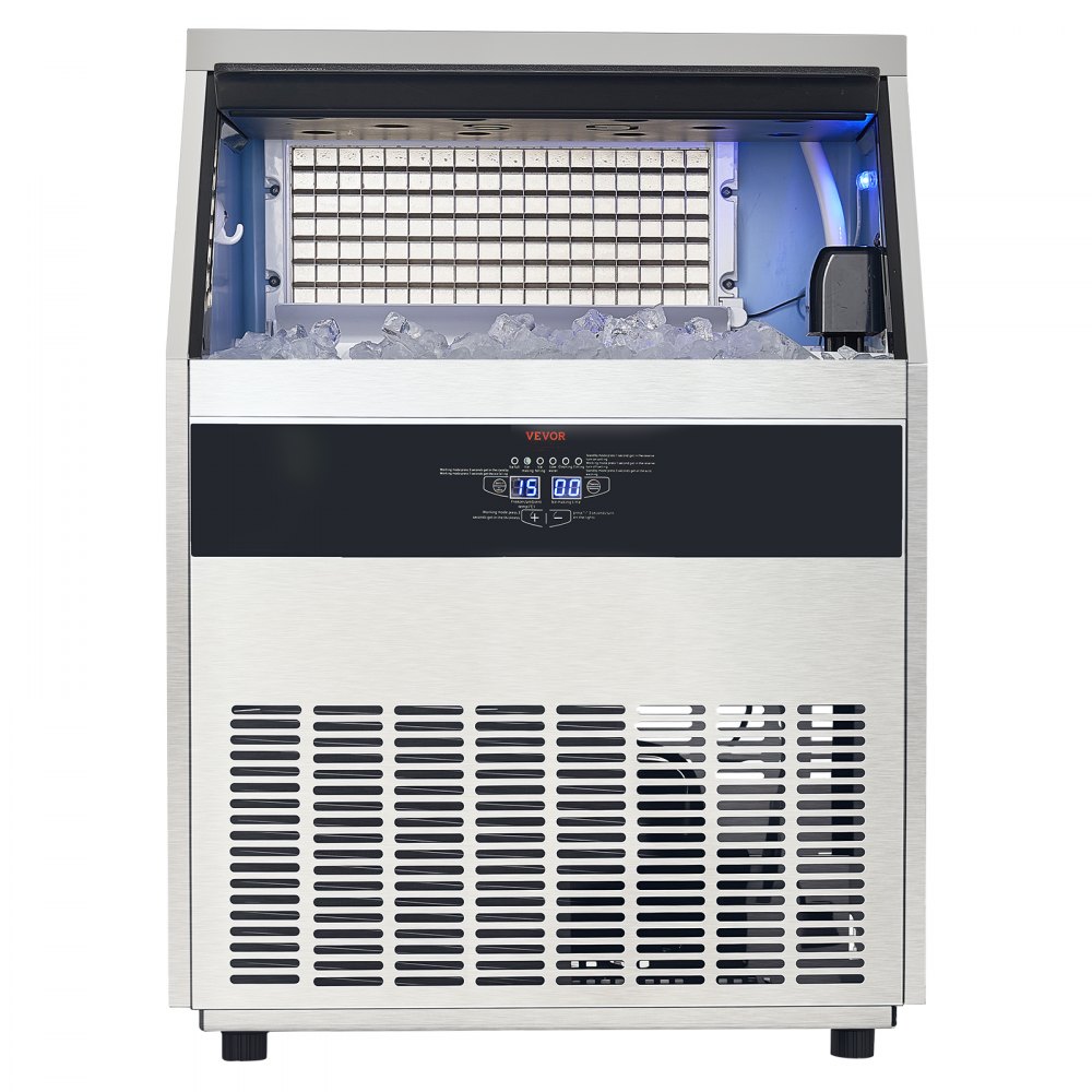 VEVOR Commercial Ice Maker Machine, 265lbs/24H Ice Maker Machine with 88lbs Storage Capacity, 126 Ice Cubes in 15 Minutes, LED Digital Display Freestanding Self-Cleaning for Bar Office Restaurant
