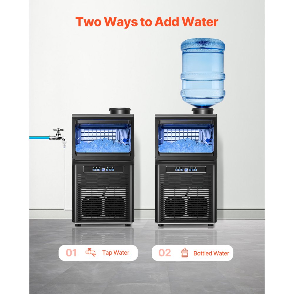 Máquina para fabricar hielo comercial VEVOR, 31 kg/24 h, capacidad de almacenamiento de 5,4 kg, 36 cubitos de hielo en 15 minutos, pantalla digital LED, autolimpiable, para bares, oficinas y restaurantes.