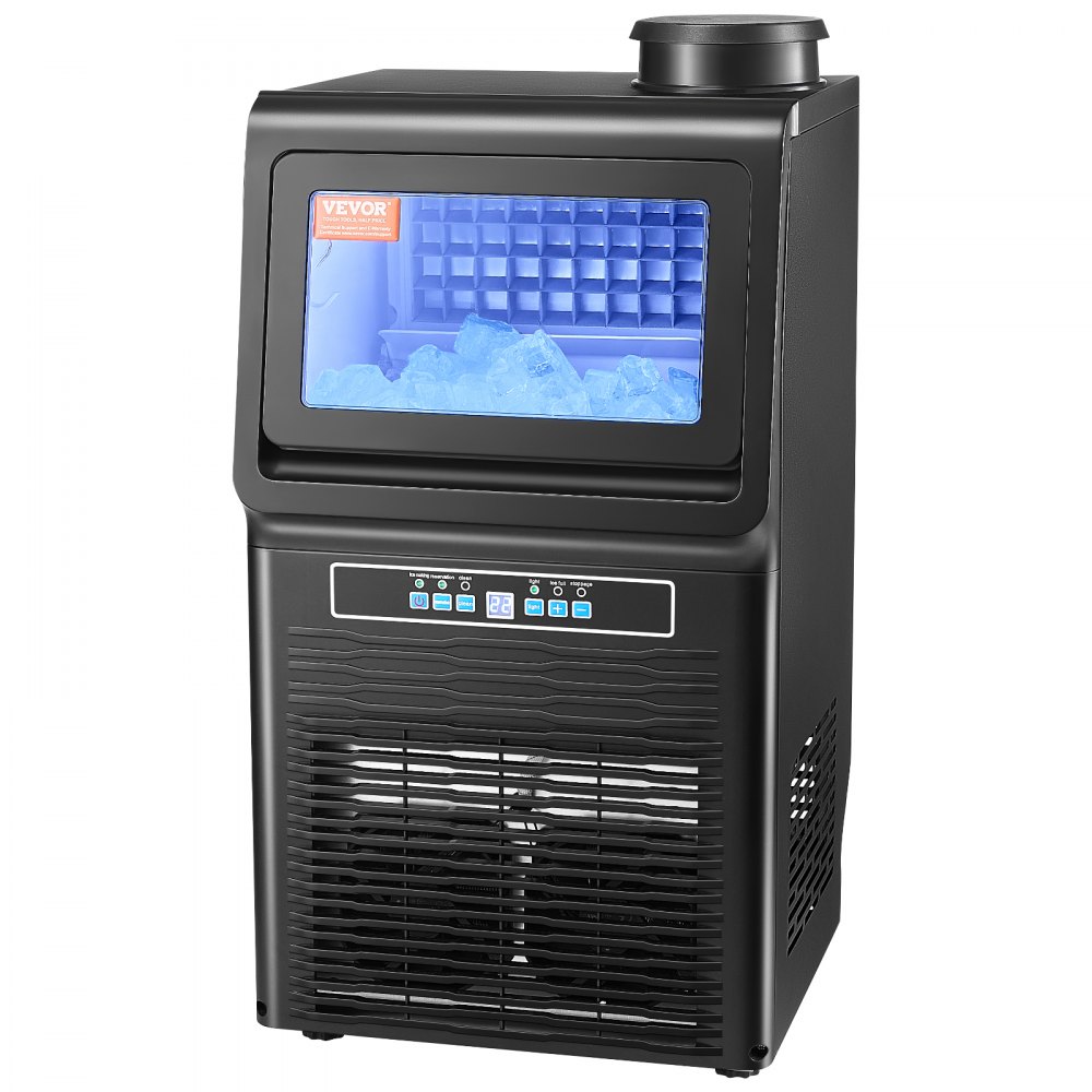 Máquina para fabricar hielo comercial VEVOR, 31 kg/24 h, capacidad de almacenamiento de 5,4 kg, 36 cubitos de hielo en 15 minutos, pantalla digital LED, autolimpiable, para bares, oficinas y restaurantes.