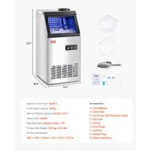Commercial Ice Maker Freestanding Cabinet Machine 80lbs/24H 36 Ice Cubes