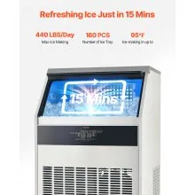 Commercial Ice Maker Freestanding Cabinet Machine 440lbs/24H 160 Ice Cubes