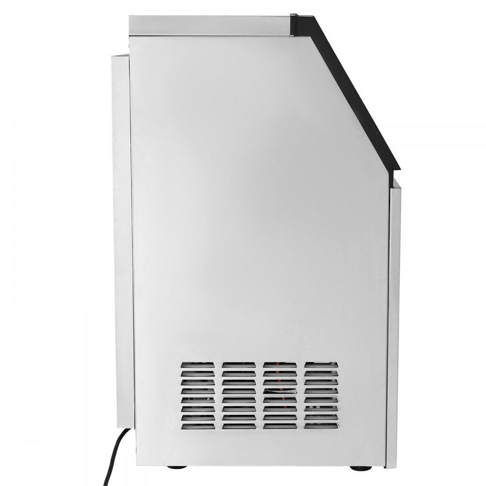 Máquina para fabricar hielo comercial VEVOR, 100 lb/24 h, capacidad de almacenamiento de 16 lb, 36 cubitos de hielo en 15 minutos, pantalla digital LED, autolimpiable, para bares, oficinas y restaurantes.