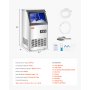 Máquina para fabricar hielo comercial VEVOR, 100 lb/24 h, capacidad de almacenamiento de 16 lb, 36 cubitos de hielo en 15 minutos, pantalla digital LED, autolimpiable, para bares, oficinas y restaurantes.