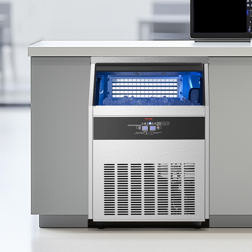 VEVOR 265lbs/24H Commercial Ice Maker, 108 Ice Cubes in 15 Minutes, Freestanding Ice Maker Machine with 66lbs Large Storage Capacity for Bar Office Restaurant, with LED Digital Display & Self-Cleaning