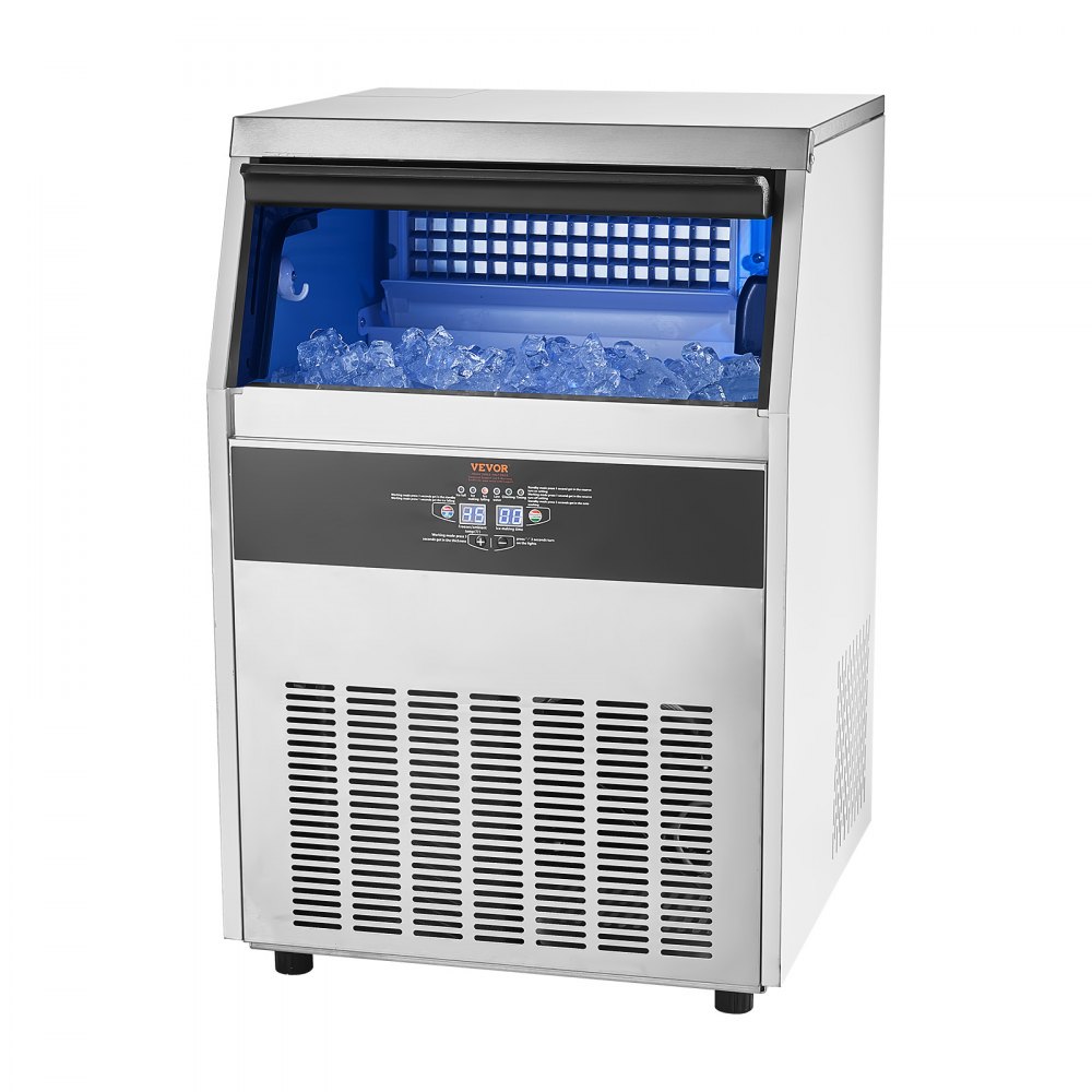 VEVOR 265lbs/24H Commercial Ice Maker, 108 Ice Cubes in 15 Minutes, Freestanding Ice Maker Machine with 66lbs Large Storage Capacity for Bar Office Restaurant, with LED Digital Display & Self-Cleaning