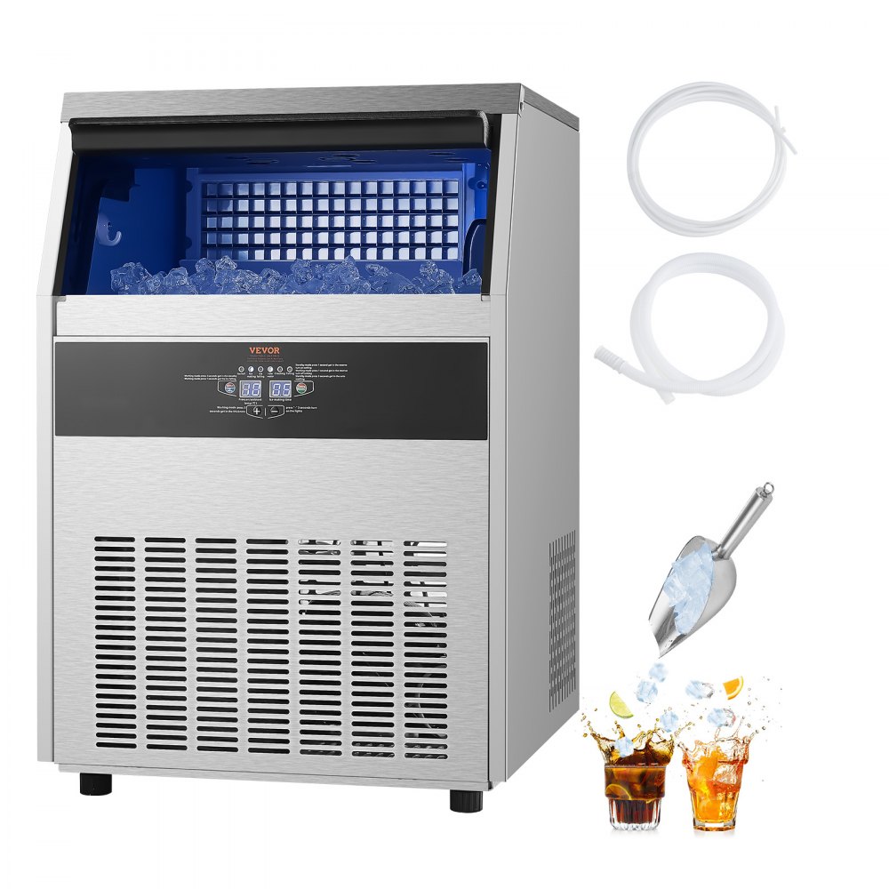 VEVOR 265lbs/24H Commercial Ice Maker, 108 Ice Cubes in 15 Minutes, Freestanding Ice Maker Machine with 66lbs Large Storage Capacity for Bar Office Restaurant, with LED Digital Display & Self-Cleaning