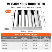 VEVOR 15.5Wx19.5H Inch Commercial Hood Filter Range Hood Baffle Stainless Steel