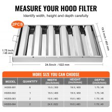 VEVOR 24.5Wx19.5H Inch Commercial Hood Filter Range Hood Baffle Stainless Steel