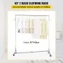 VEVOR Z Rack, Industrial Grade Z Base Garment Rack, Height Adjustable Rolling Z Rack, Sturdy Steel Z Base Clothing Rack w/Lockable Casters for Home Garment Store Display Commercial Use (Silver)