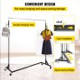 VEVOR Z Rack, Industrial Grade Z Base Garment Rack, Height Adjustable Rolling Z Garment Rack, Sturdy Steel Z Base Clothing Rack w/ Lockable Casters for Home Clothing Store Display Commercial Use Black