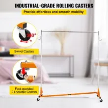 VEVOR Z Rack, Industrial Grade Z Base Garment Rack, Height Adjustable Rolling Z Garment Rack, Sturdy Steel Z Base Clothing Rack w/ Lockable Casters for Home Garment Store Display Commercial Use Orange
