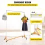 VEVOR Z Rack, Industrial Grade Z Base Garment Rack, Height Adjustable Rolling Z Garment Rack, Sturdy Steel Z Base Clothing Rack with Lockable Casters, for Home Clothing Store Display Orange (3 Sets)
