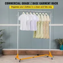 VEVOR Z Rack, Industrial Grade Z Base Garment Rack, Height Adjustable Rolling Z Garment Rack, Sturdy Steel Z Base Clothing Rack w/Lockable Casters, for Home Clothing Store Display Orange (3 Sets)