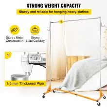 VEVOR Z Rack, Industrial Grade Z Base Garment Rack, Height Adjustable Rolling Z Garment Rack, Sturdy Steel Z Base Clothing Rack w/Lockable Casters, for Home Clothing Store Display Orange (3 Sets)