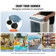 VEVOR Evaporative Cooler, 1400 CFM Air Cooler, 84° Oscillating Swamp Cooler ,5 Gal Portable Air Cooler for 550 Sq.ft with 3 Speeds Adjustable Control, Indoor Outdoor Use, FCC Listed