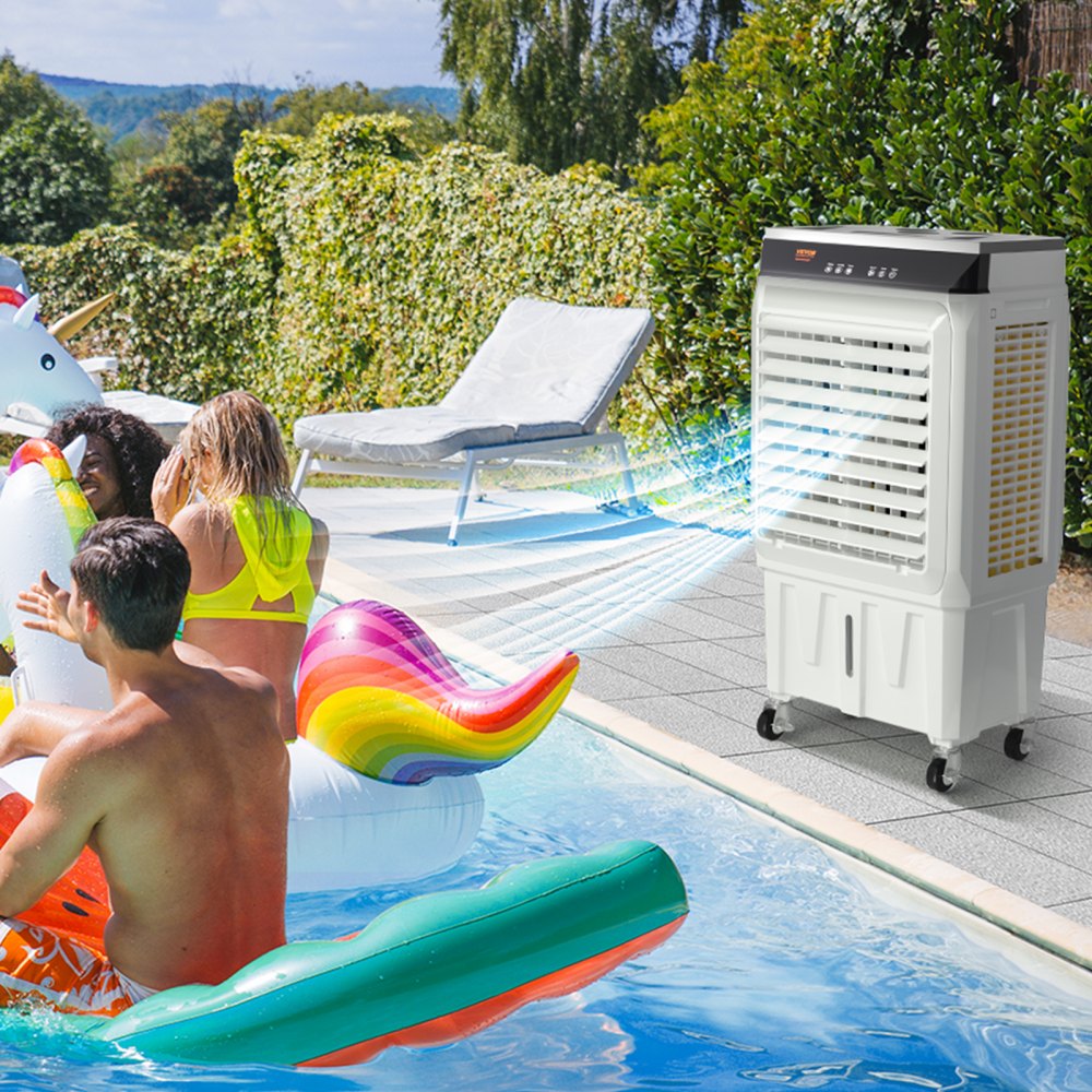 VEVOR Evaporative Air Cooler, 2100 CFM, 135° Oscillating Swamp Cooler with Adjustable 3 Speeds and 12 H Timer, 7 Gal Portable Air Cooler for 750 Sq.ft, Indoor/Outdoor Use, FCC Listed