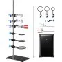 VEVOR Lab Stand Support, Laboratory Retort Support Stand Set, Steel Lab Stand 59.9 cm Rod and 21.1 x 13.5 cm Cast Iron Base, Includes Flask Clamps, a Burette Clamp and Cross Clamps