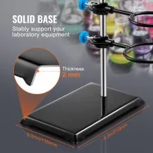 VEVOR Lab Stand Support, Laboratory Retort Support Stand Set, Steel Lab Stand 23.6" Rod and 8.3" x 5.3" Cast Iron Base, Includes Flask Clamps, a Burette Clamp and Cross Clamps