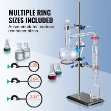 VEVOR Lab Stand Support, Laboratory Retort Support Stand Set, Steel Lab Stand 23.6" Rod and 8.3" x 5.3" Cast Iron Base, Includes Flask Clamps, a Burette Clamp and Cross Clamps