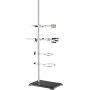 VEVOR lab stand with clamps and rings, featuring a stainless steel rod and a sturdy black base.