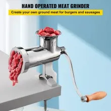 VEVOR Manual Meat Grinder, All Parts Stainless Steel, Hand Operated Meat Grinding Machine with Tabletop Clamp, 2 Grinding Plates & Sausage Stuffer, Ideal for Home Kitchen Restaurant Butcher’s Shop