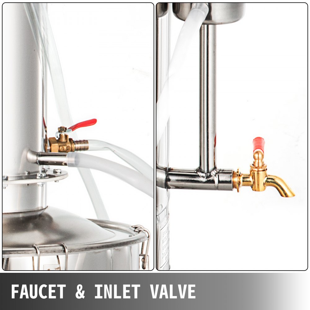VEVOR 20L/H Water Distiller 380V Distillation Apparatus 304 Stainless Steel Lab Pure Water Distiller Home Moonshine Still with Water Control(20L/H, 380V)