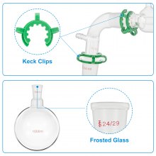 VEVOR Glass Organic Chemistry Kit 13db desztillációs készlet 24/40 illesztésű desztilláló készülék Boroszilikát üveg laboratóriumi üvegáru készlet 1000 ml-es gömblombikkal desztillációkhoz, elválasztás tisztításhoz