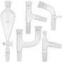 VEVOR chemistry glassware kit with various lab glass joint adapters and connectors.